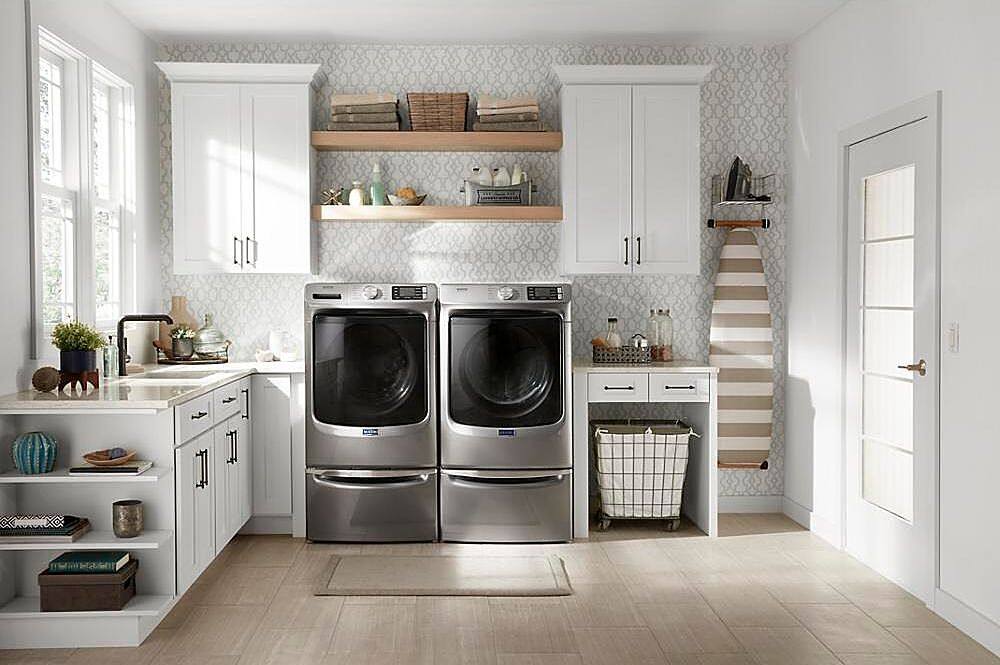 Alt View 17. Maytag - 4.8 Cu. Ft. High Efficiency Stackable Front Load Washer with Steam and Fresh Hold - Metallic Slate.