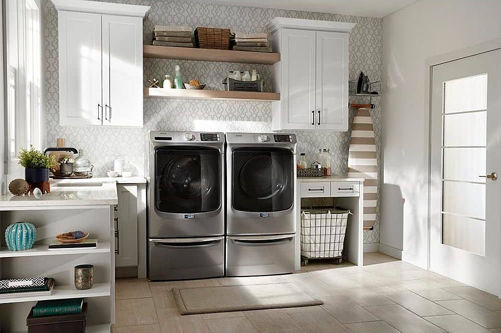Alt View 18. Maytag - 4.8 Cu. Ft. High Efficiency Stackable Front Load Washer with Steam and Fresh Hold - Metallic Slate.