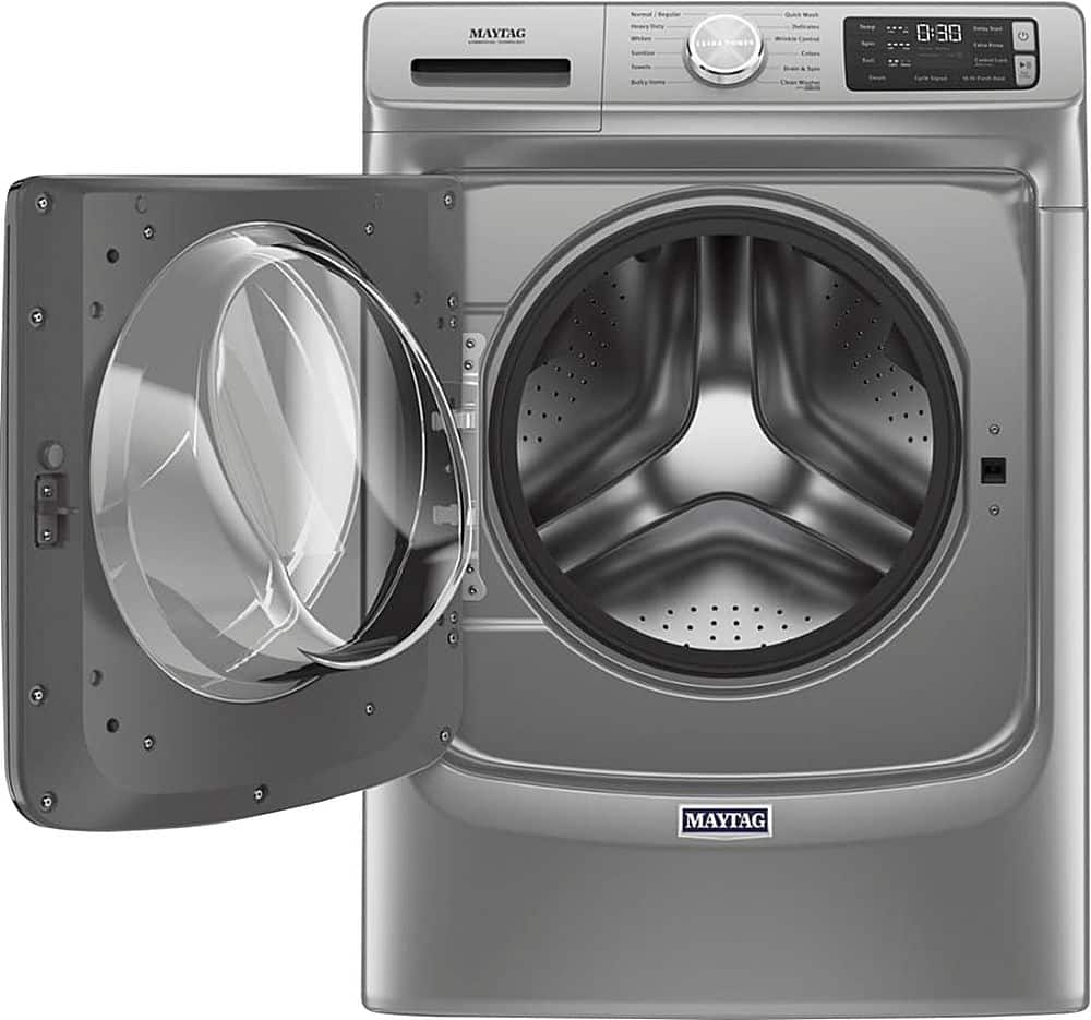 Alt View 5. Maytag - 4.8 Cu. Ft. High Efficiency Stackable Front Load Washer with Steam and Fresh Hold - Metallic Slate.