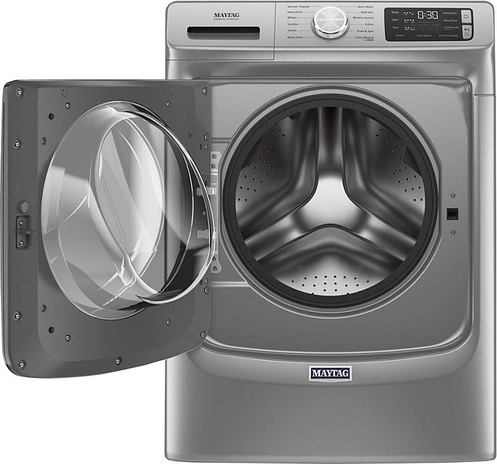 Alt View 5. Maytag - 4.8 Cu. Ft. High Efficiency Stackable Front Load Washer with Steam and Fresh Hold - Metallic Slate.