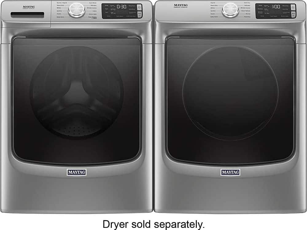 Alt View 6. Maytag - 4.8 Cu. Ft. High Efficiency Stackable Front Load Washer with Steam and Fresh Hold - Metallic Slate.