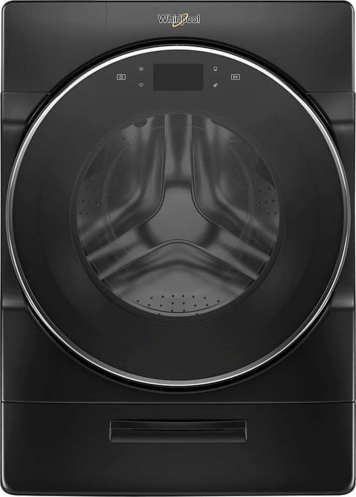 Whirlpool - 5.0 Cu. Ft. High Efficiency Stackable Smart Front Load Washer with Steam and Load & Go XL Dispenser - Black Shadow - Front_Zoom