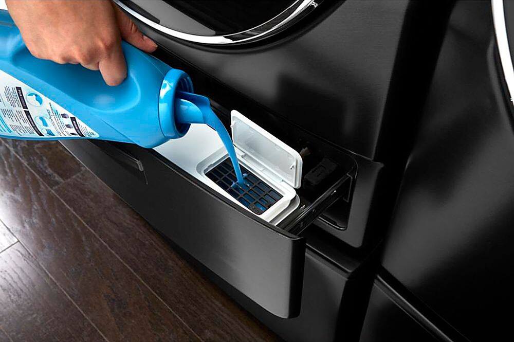 Alt View 17. Whirlpool - 5.0 Cu. Ft. High Efficiency Stackable Smart Front Load Washer with Steam and Load & Go XL Dispenser - Black Shadow.