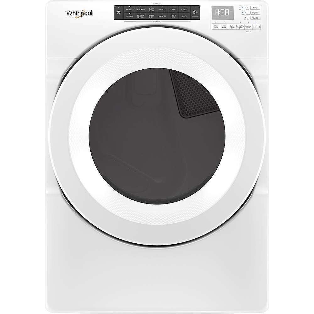 Front. Whirlpool - 7.4 Cu. Ft. Stackable Electric Dryer with Wrinkle Shield Option - White.