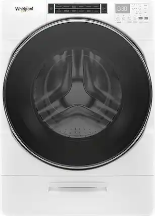 Front. Whirlpool - 5.0 Cu. Ft. High Efficiency Stackable Front Load Washer with Steam and FanFresh - White.