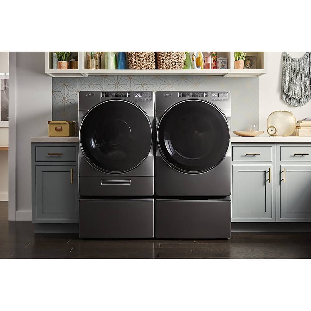 Alt View 11. Whirlpool - 5.0 Cu. Ft. High Efficiency Stackable Front Load Washer with Steam and Load & Go XL Dispenser - Chrome Shadow.