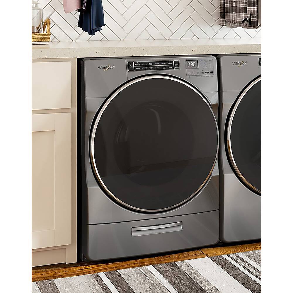 Alt View 4. Whirlpool - 5.0 Cu. Ft. High Efficiency Stackable Front Load Washer with Steam and Load & Go XL Dispenser - Chrome Shadow.
