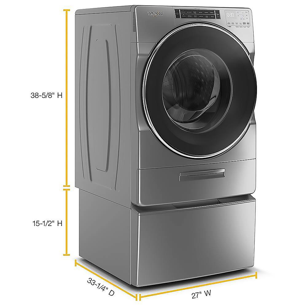 Left. Whirlpool - 5.0 Cu. Ft. High Efficiency Stackable Front Load Washer with Steam and Load & Go XL Dispenser - Chrome Shadow.
