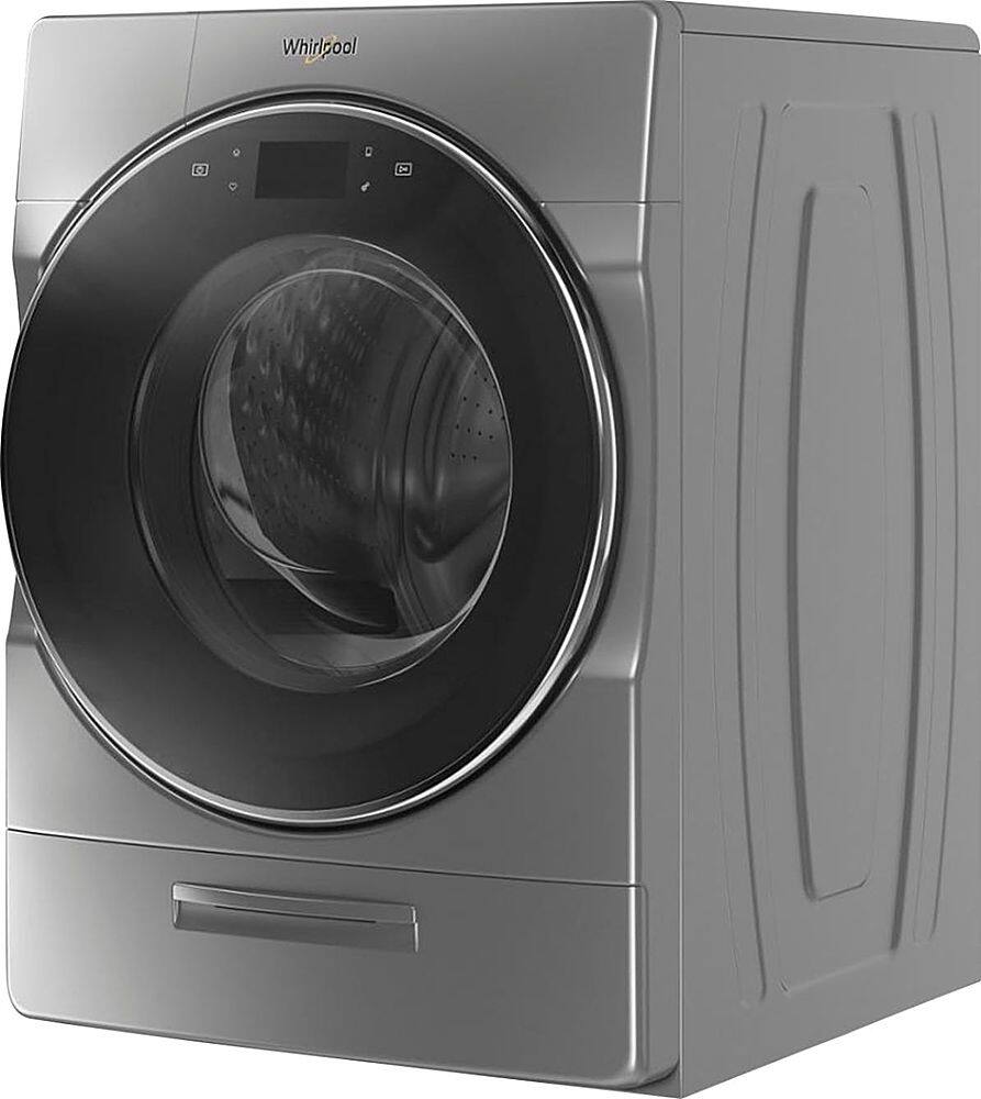 Left. Whirlpool - 5.0 Cu. Ft. High Efficiency Front Load Washer with Steam and Load & Go XL Dispenser - Chrome Shadow.