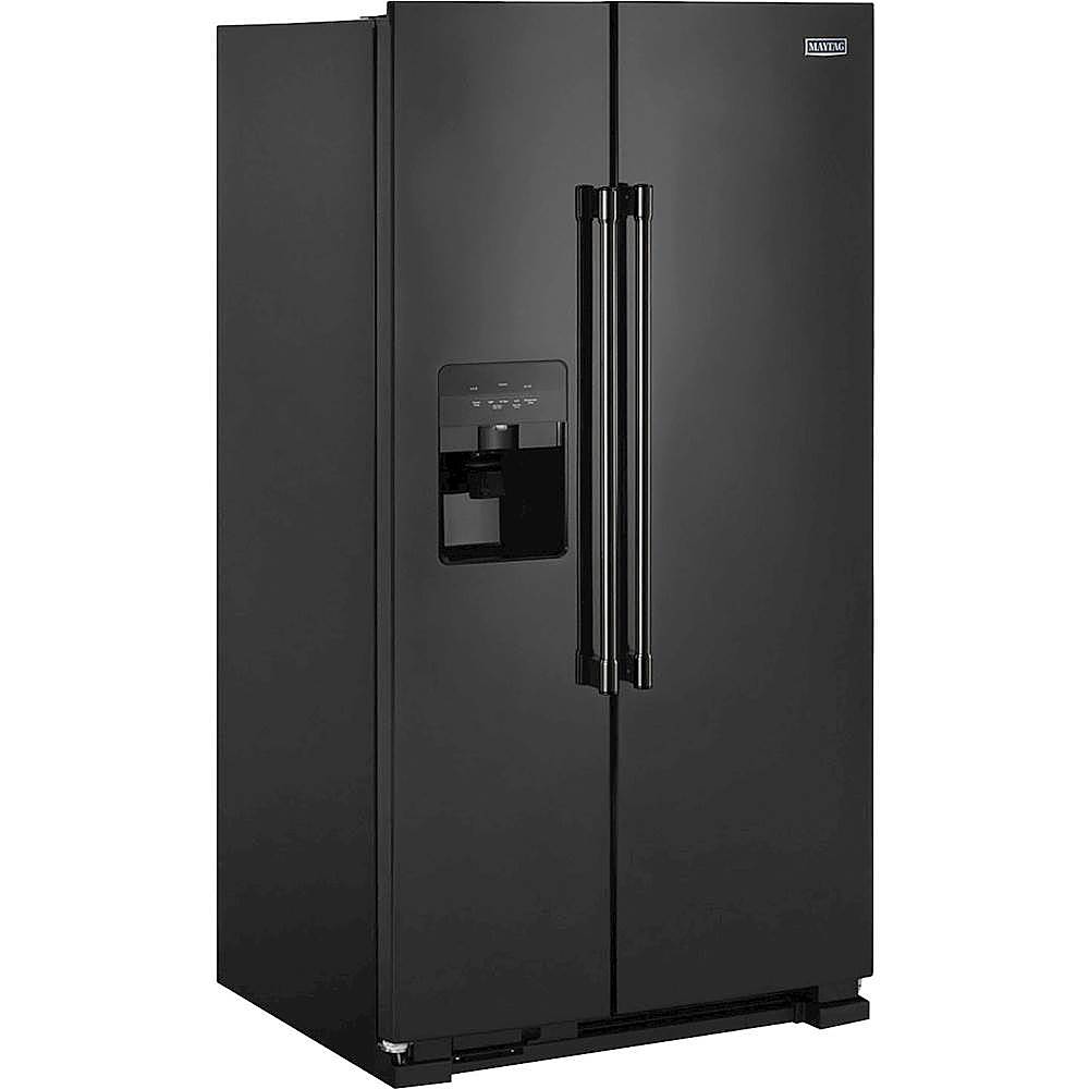 Angle. Maytag - 24.5 Cu. Ft. Side-by-Side Refrigerator - Black.