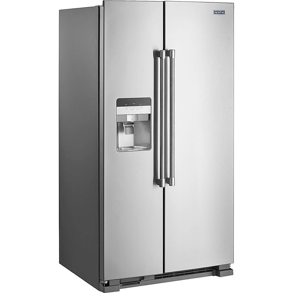Angle. Maytag - 24.5 Cu. Ft. Side-by-Side Refrigerator - Fingerprint Resistant Stainless Steel.