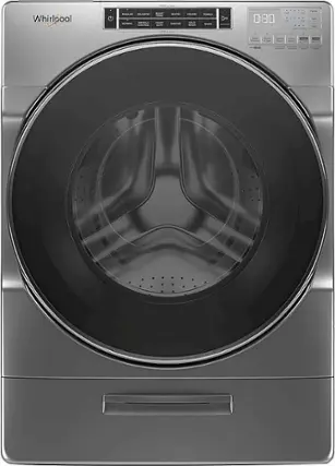 Front. Whirlpool - 4.3 Cu. Ft. High Efficiency Stackable Front Load Washer with Load & Go XL Dispenser - Gray.