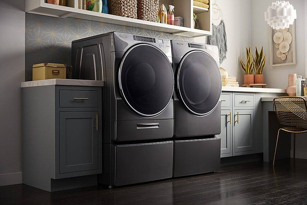 Alt View 19. Whirlpool - 4.3 Cu. Ft. High Efficiency Stackable Front Load Washer with Load & Go XL Dispenser - Gray.