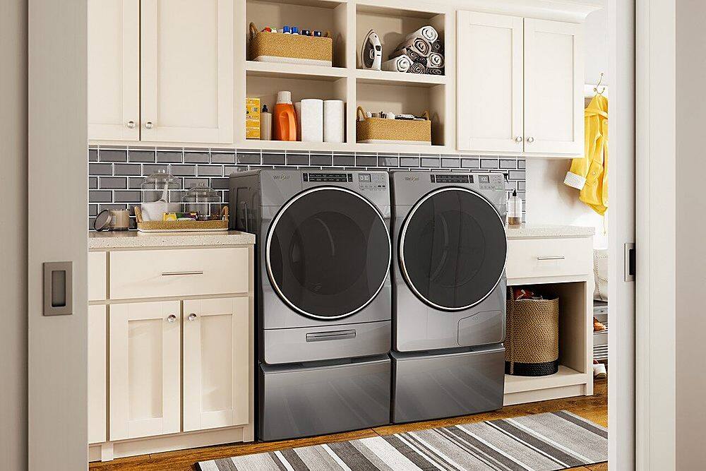 Alt View 21. Whirlpool - 4.3 Cu. Ft. High Efficiency Stackable Front Load Washer with Load & Go XL Dispenser - Gray.