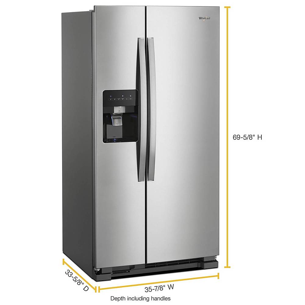 Alt View 1. Whirlpool - 24.6 Cu. Ft. Side-by-Side Refrigerator - Monochromatic Stainless Steel.