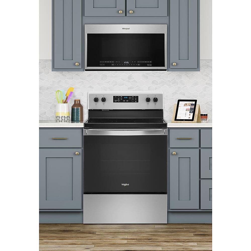 Alt View 17. Whirlpool - 5.3 Cu. Ft. Freestanding Electric Range with Steam-Cleaning and Frozen Bake™ - Stainless steel.