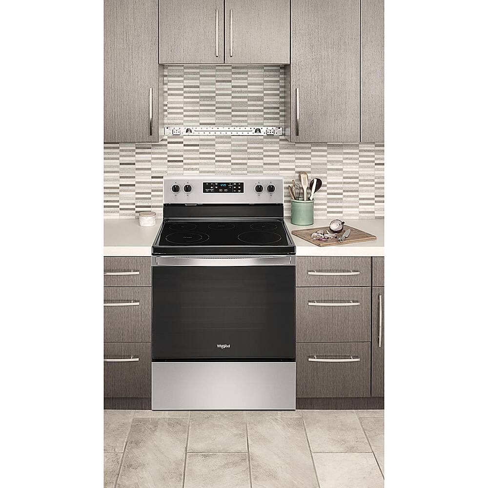 Alt View 18. Whirlpool - 5.3 Cu. Ft. Freestanding Electric Range with Steam-Cleaning and Frozen Bake™ - Stainless steel.