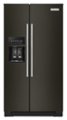 Front. KitchenAid - 19.8 Cu. Ft. Side-by-Side Counter-Depth Refrigerator - Black stainless steel.