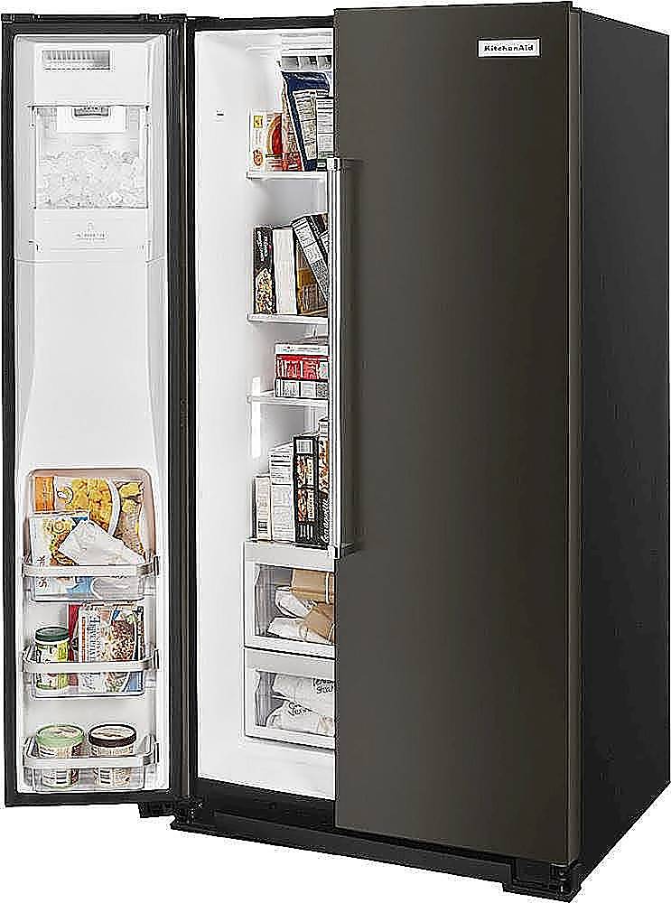 Alt View 17. KitchenAid - 19.8 Cu. Ft. Side-by-Side Counter-Depth Refrigerator - Black stainless steel.