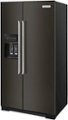 Left. KitchenAid - 19.8 Cu. Ft. Side-by-Side Counter-Depth Refrigerator - Black stainless steel.