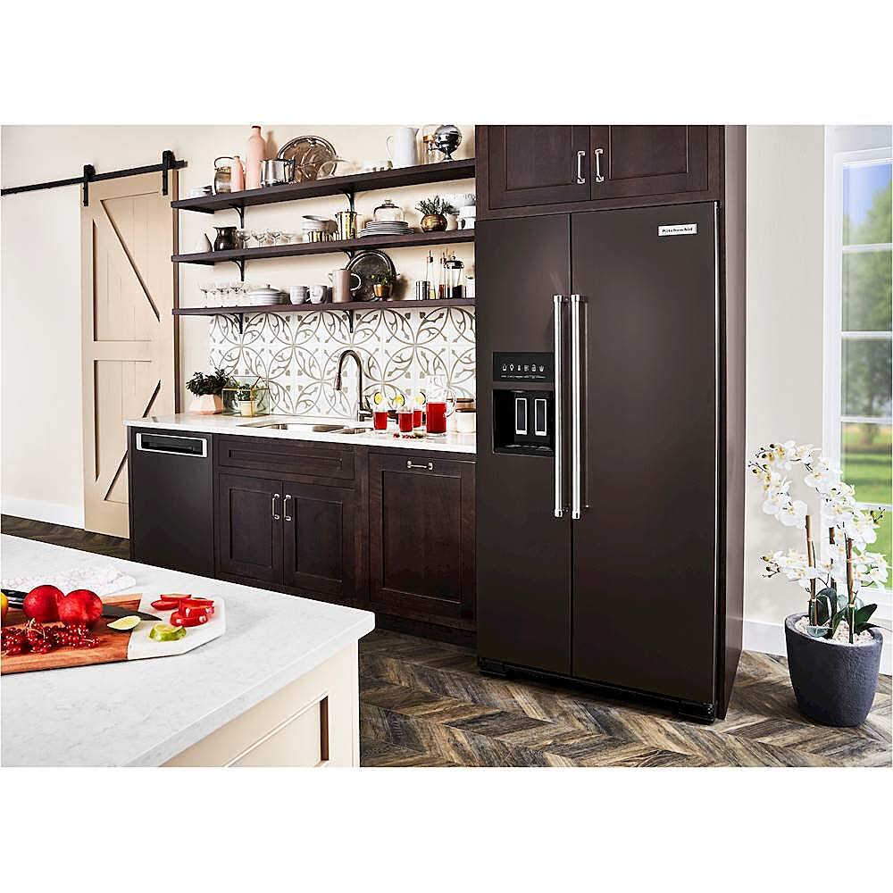 Alt View 21. KitchenAid - 22.6 Cu. Ft. Side-by-Side Counter-Depth Refrigerator - Black Stainless Steel With PrintShield Finish.