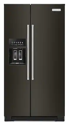 Front. KitchenAid - 24.8 Cu. Ft. Side-by-Side Refrigerator - Black Stainless Steel With PrintShield Finish.