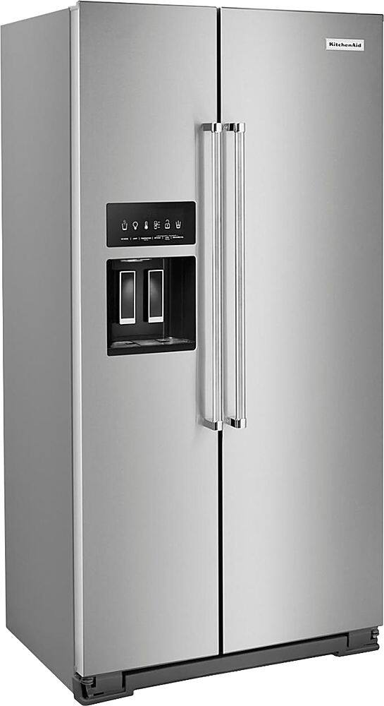 Angle. KitchenAid - 22.6 Cu. Ft. Side-by-Side Counter-Depth Refrigerator - Stainless Steel With PrintShield Finish.