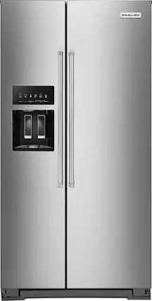 Front. KitchenAid - 22.6 Cu. Ft. Side-by-Side Counter-Depth Refrigerator - Stainless Steel With PrintShield Finish.