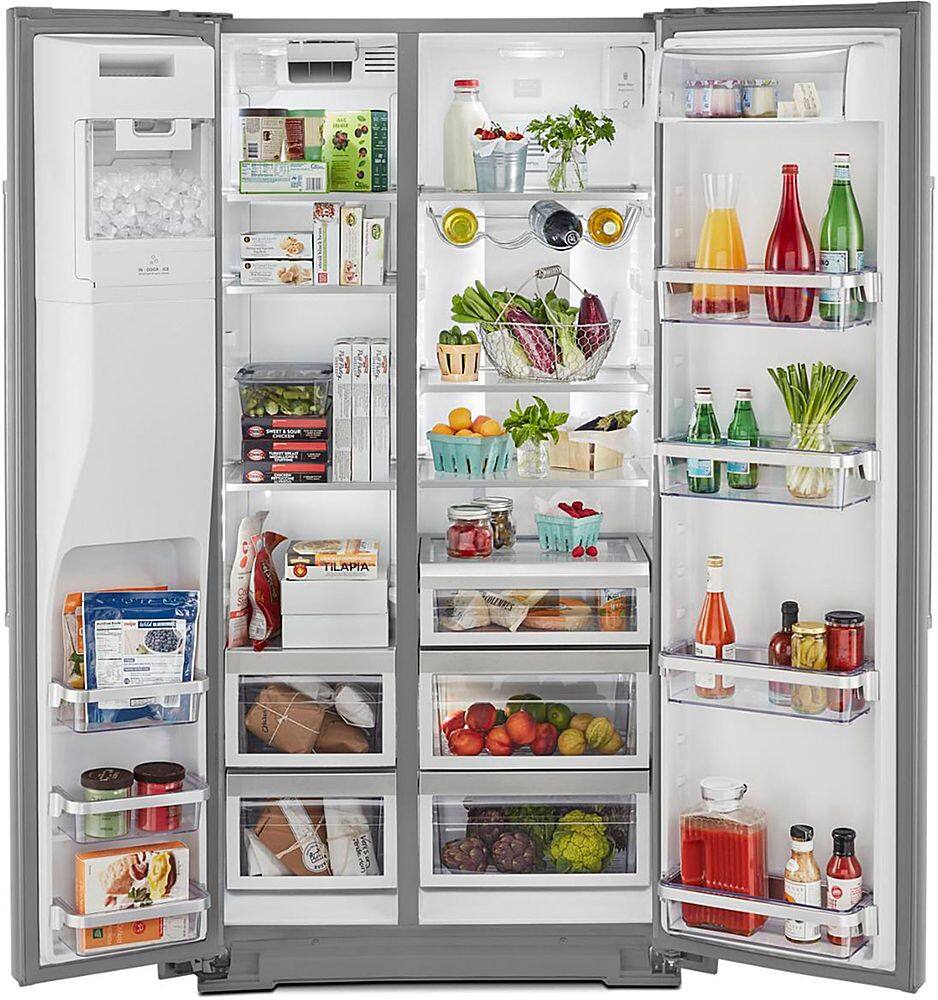 Alt View 1. KitchenAid - 22.6 Cu. Ft. Side-by-Side Counter-Depth Refrigerator - Stainless Steel With PrintShield Finish.