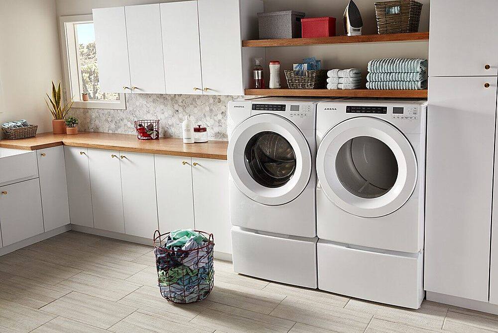 Alt View 13. Amana - 4.3 Cu. Ft. High Efficiency Stackable Front Load Washer with 14 Cycle Options - White.