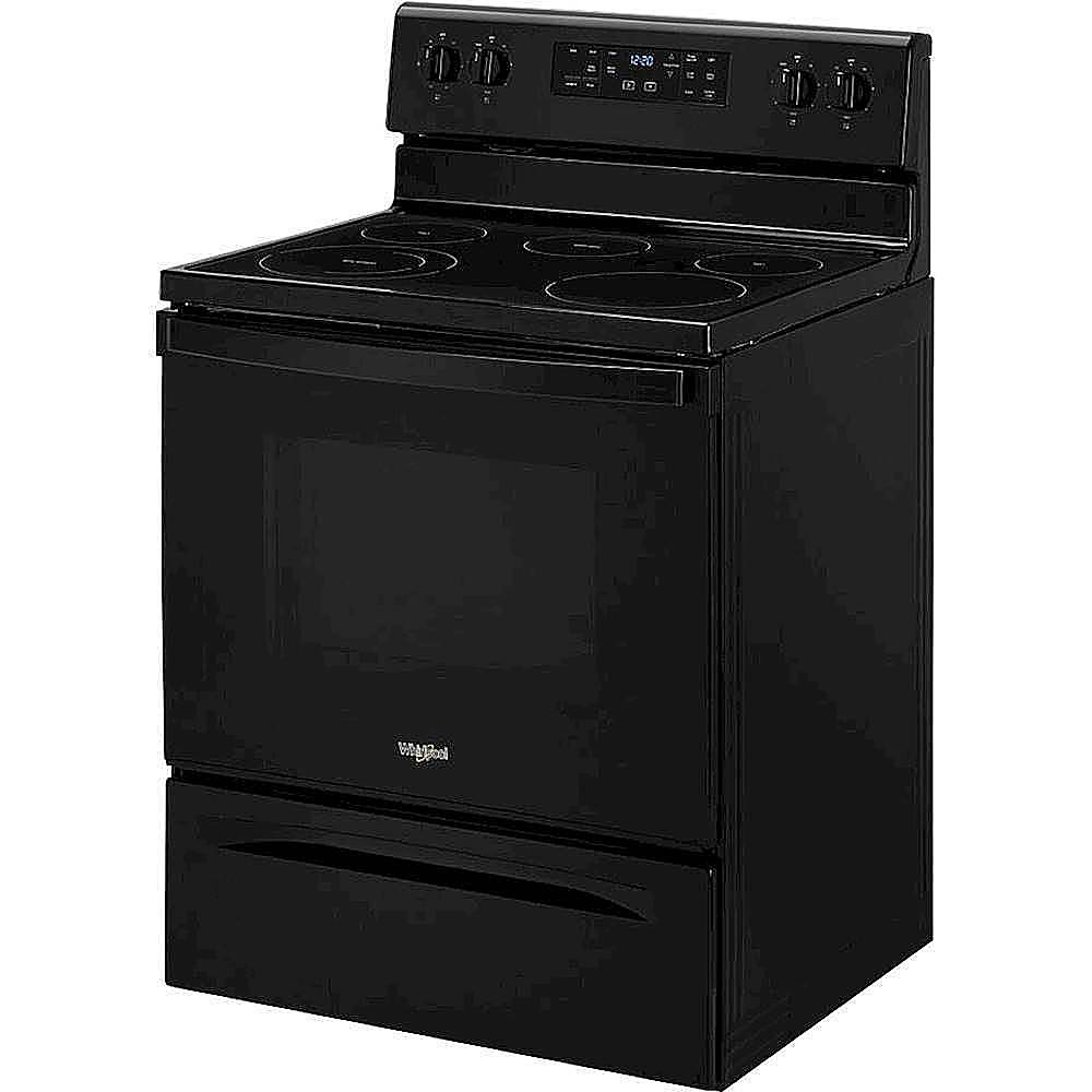 Left. Whirlpool - 5.3 Cu. Ft. Freestanding Electric Range with Self-Cleaning and Frozen Bake - Black.