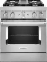 KitchenAid - 4.1 Cu. Ft. Freestanding Dual Fuel True Convection Range with Self-Cleaning - Stainless Steel - Front_Zoom