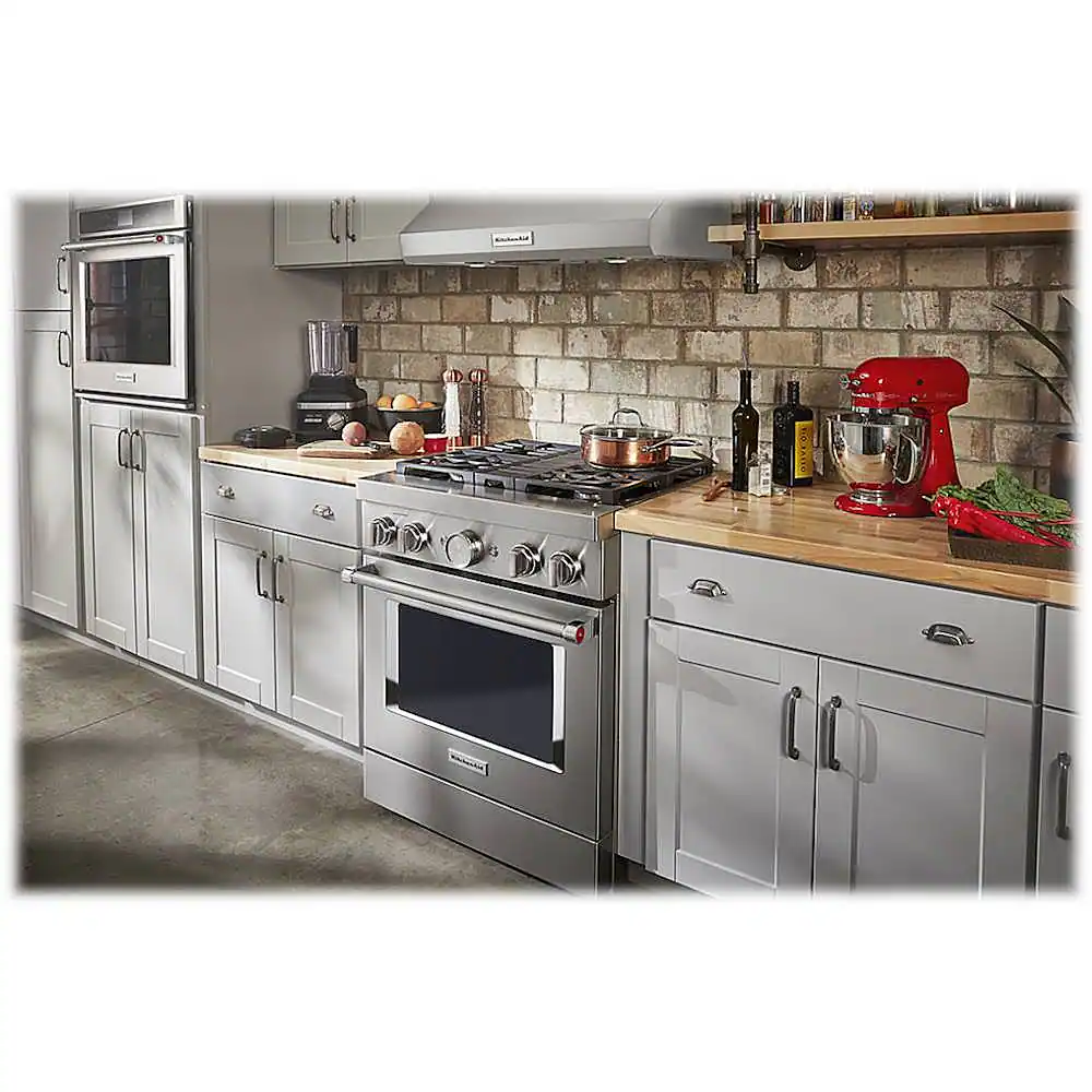 Alt View 14. KitchenAid - 4.1 Cu. Ft. Freestanding Dual Fuel True Convection Range with Self-Cleaning - Stainless steel.