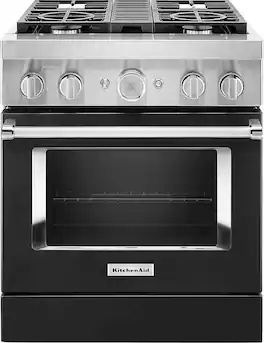 KitchenAid - 4.1 Cu. Ft. Freestanding Dual Fuel True Convection Range with Self-Cleaning - Imperial Black