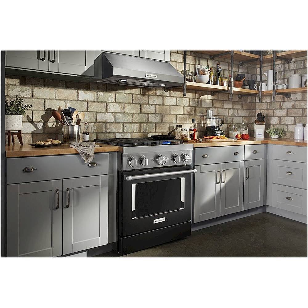 Alt View 15. KitchenAid - 4.1 Cu. Ft. Freestanding Dual Fuel True Convection Range with Self-Cleaning - Imperial Black.