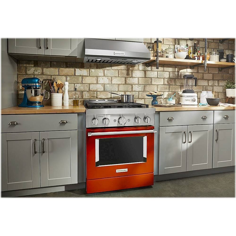 Alt View 12. KitchenAid - Commercial-Style 4.1 Cu. Ft. Slide-In Gas True Convection Range with Self-Cleaning - Scorched Orange.