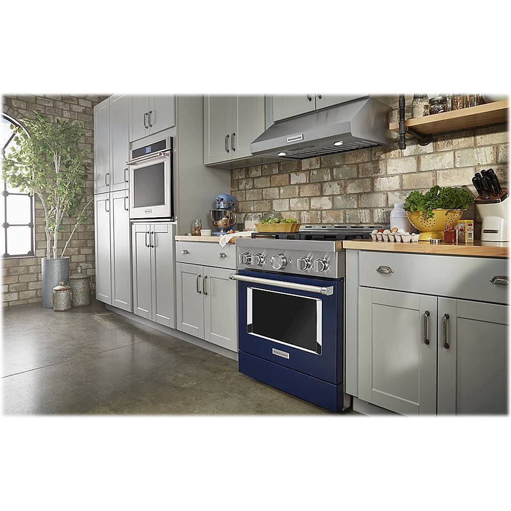 Alt View 14. KitchenAid - Commercial-Style 4.1 Cu. Ft. Slide-In Gas True Convection Range with Self-Cleaning - Ink Blue.