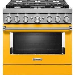 KitchenAid - 5.1 Cu. Ft. Freestanding Dual Fuel True Convection Range with Self-Cleaning - Yellow Pepper