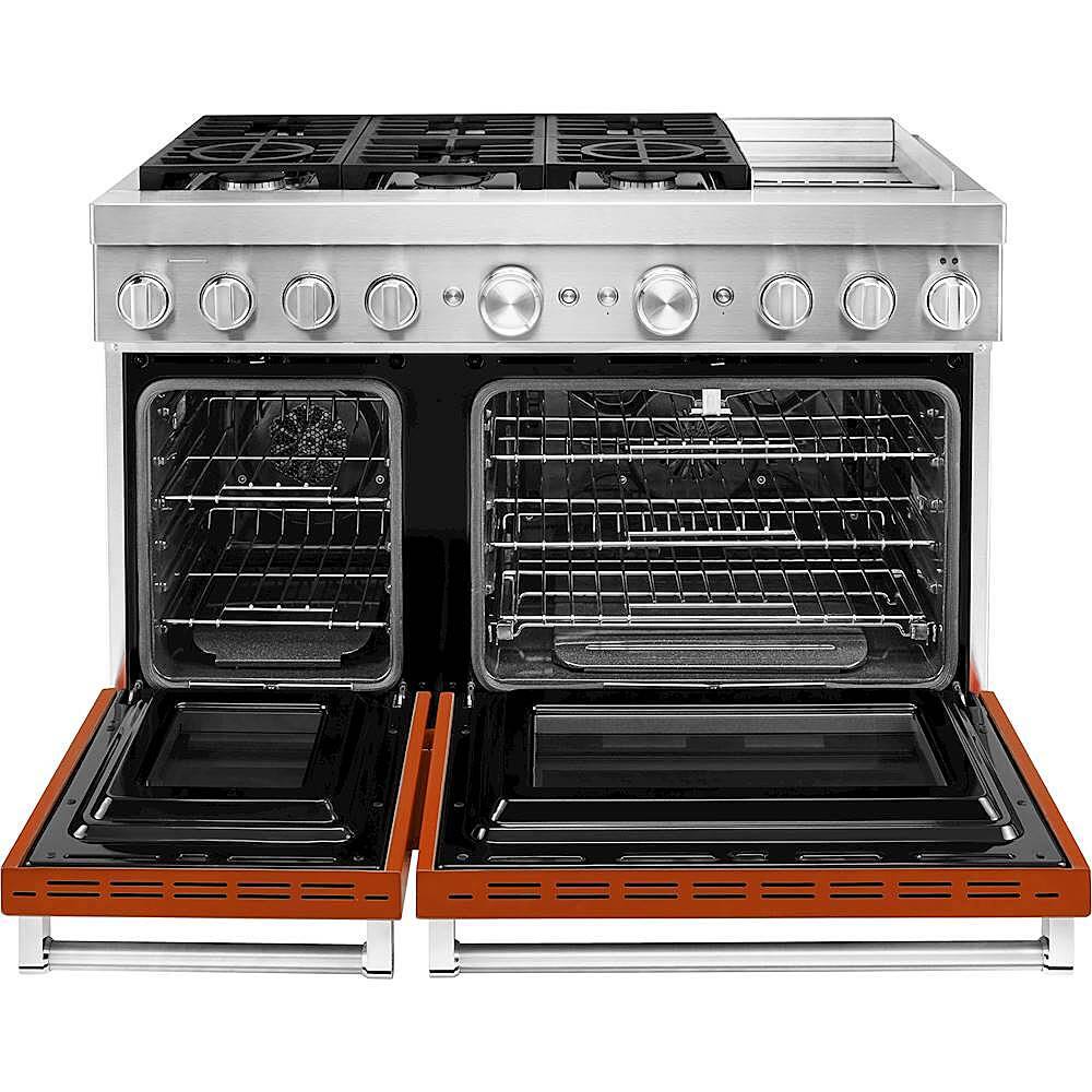 Alt View 11. KitchenAid - Commercial-Style 6.3 Cu. Ft. Freestanding Double Oven Dual-Fuel True Convection Range with Self-Cleaning - Scorched Orange.