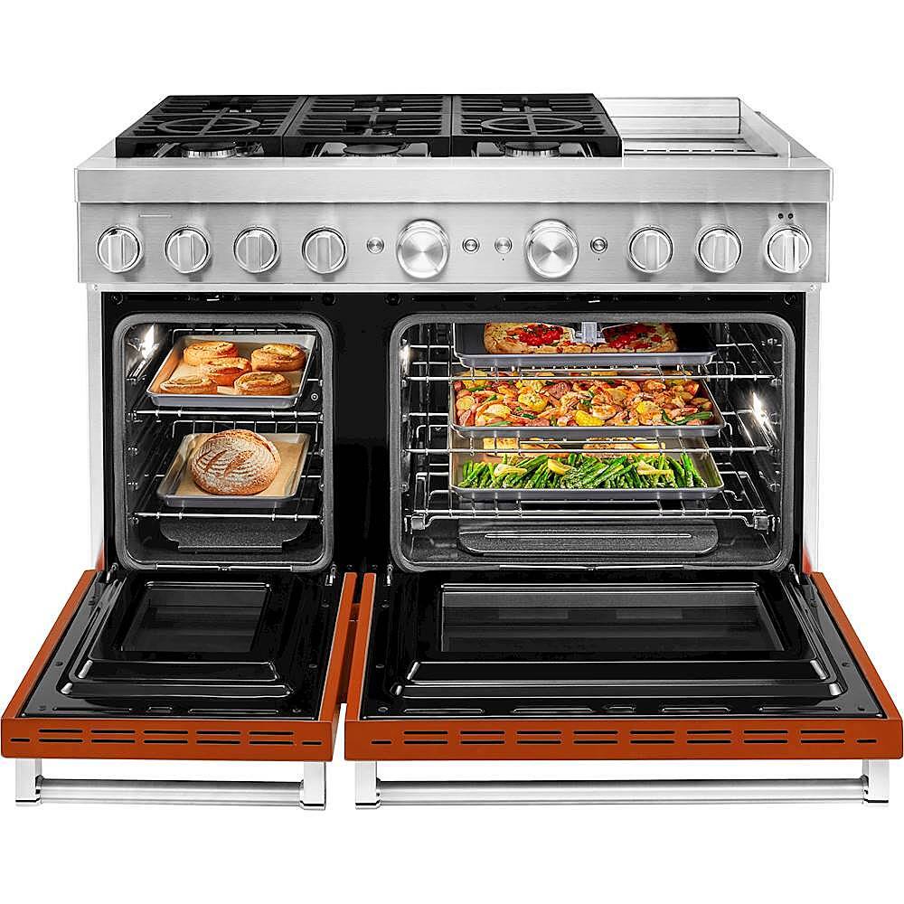 Alt View 12. KitchenAid - Commercial-Style 6.3 Cu. Ft. Freestanding Double Oven Dual-Fuel True Convection Range with Self-Cleaning - Scorched Orange.