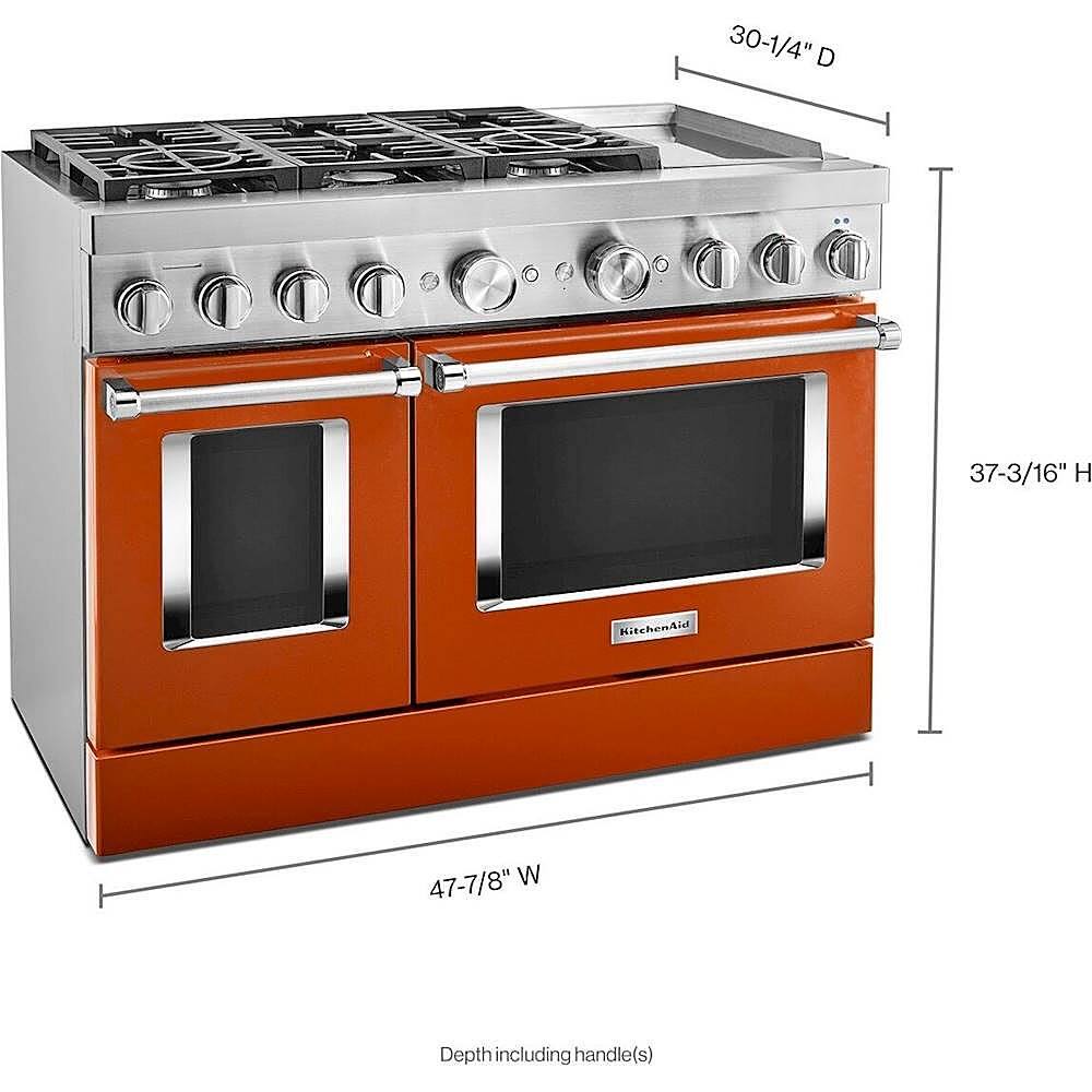 Alt View 17. KitchenAid - Commercial-Style 6.3 Cu. Ft. Freestanding Double Oven Dual-Fuel True Convection Range with Self-Cleaning - Scorched Orange.