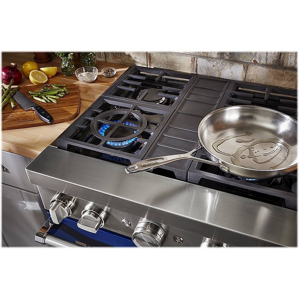 Alt View 15. KitchenAid - 4.1 Cu. Ft. Freestanding Dual Fuel True Convection Range with Self-Cleaning - Ink Blue.
