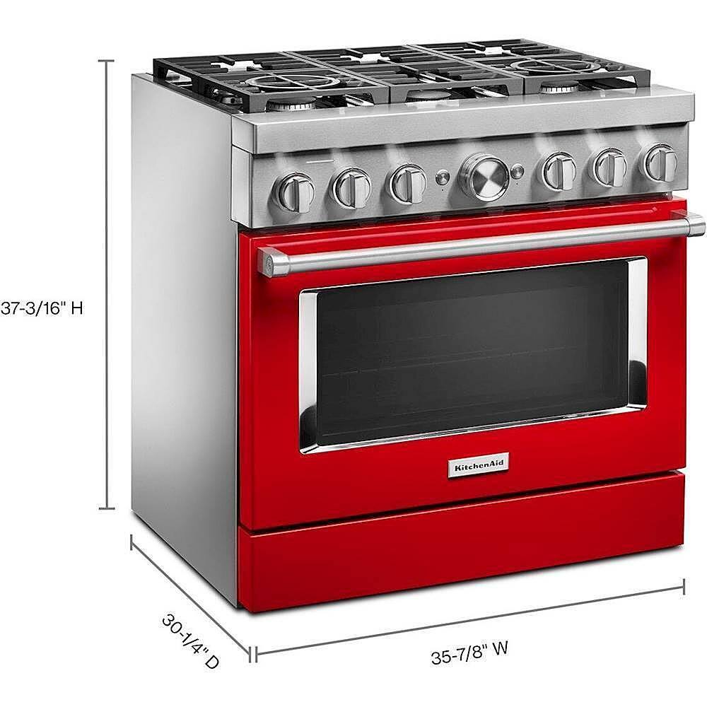 Alt View 12. KitchenAid - 5.1 Cu. Ft. Freestanding Dual Fuel True Convection Range with Self-Cleaning - Passion Red.