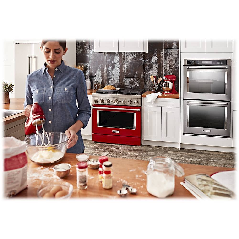 Alt View 18. KitchenAid - 5.1 Cu. Ft. Freestanding Dual Fuel True Convection Range with Self-Cleaning - Passion Red.