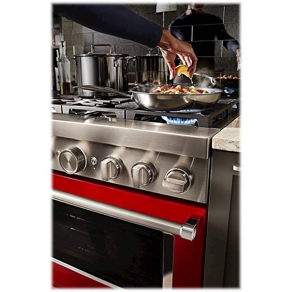 Alt View 20. KitchenAid - 5.1 Cu. Ft. Freestanding Dual Fuel True Convection Range with Self-Cleaning - Passion Red.