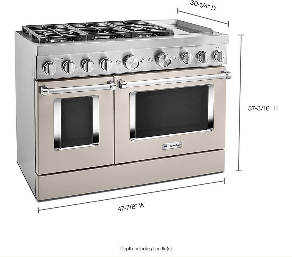 Alt View 18. KitchenAid - Commercial-Style 6.3 Cu. Ft. Freestanding Double Oven Dual-Fuel True Convection Range with Self-Cleaning - Milkshake.
