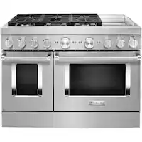 KitchenAid - 6.3 Cu. Ft. Freestanding Double Oven Dual Fuel True Convection Range with Self-Cleaning - Stainless Steel - Front_Zoom