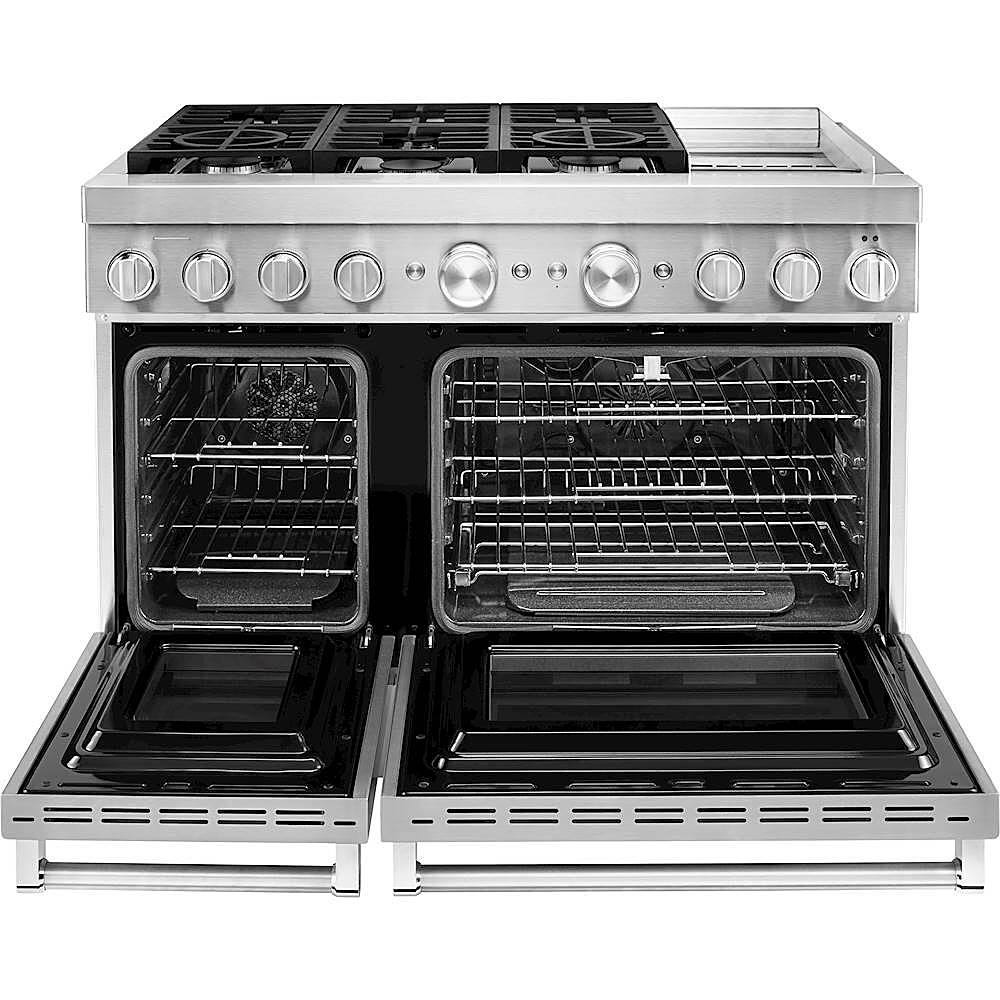 Alt View 11. KitchenAid - Commercial-Style 6.3 Cu. Ft. Freestanding Double Oven Dual-Fuel True Convection Range with Self-Cleaning - Stainless steel.