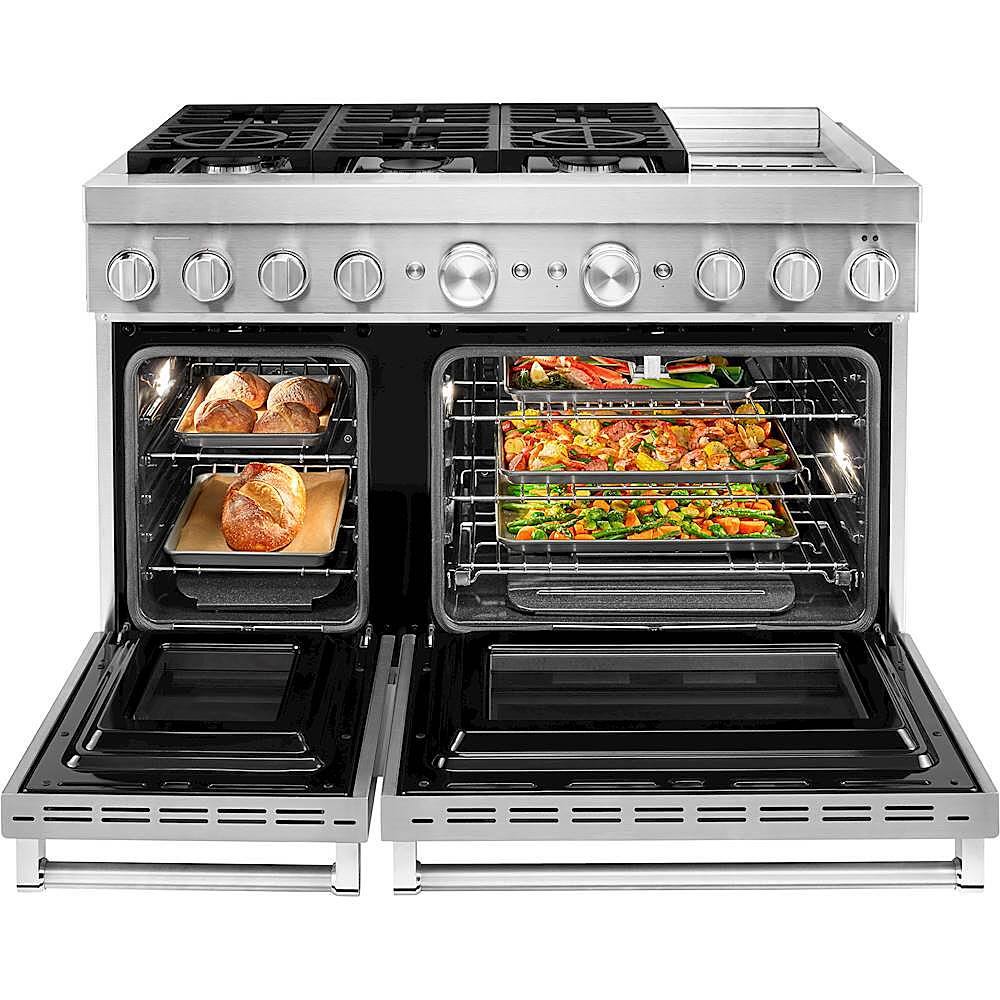 Alt View 12. KitchenAid - Commercial-Style 6.3 Cu. Ft. Freestanding Double Oven Dual-Fuel True Convection Range with Self-Cleaning - Stainless steel.
