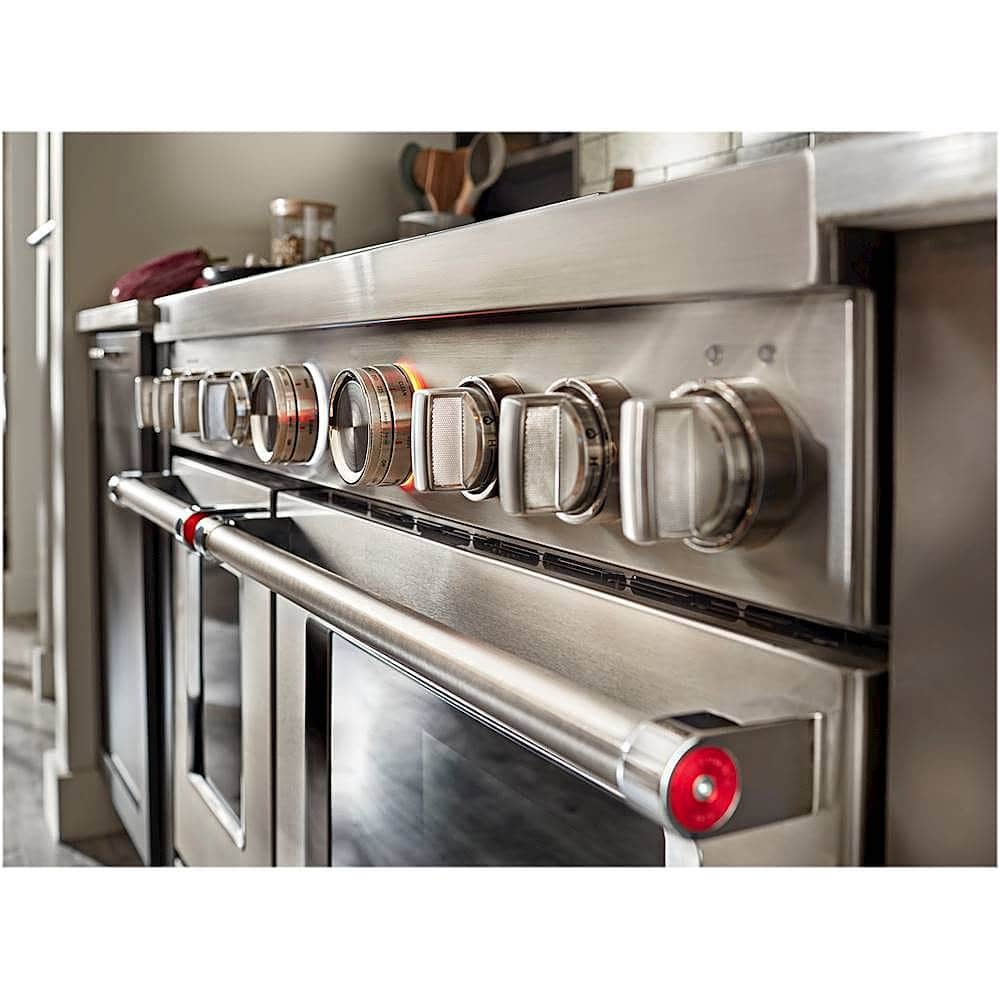 Alt View 15. KitchenAid - Commercial-Style 6.3 Cu. Ft. Freestanding Double Oven Dual-Fuel True Convection Range with Self-Cleaning - Stainless steel.